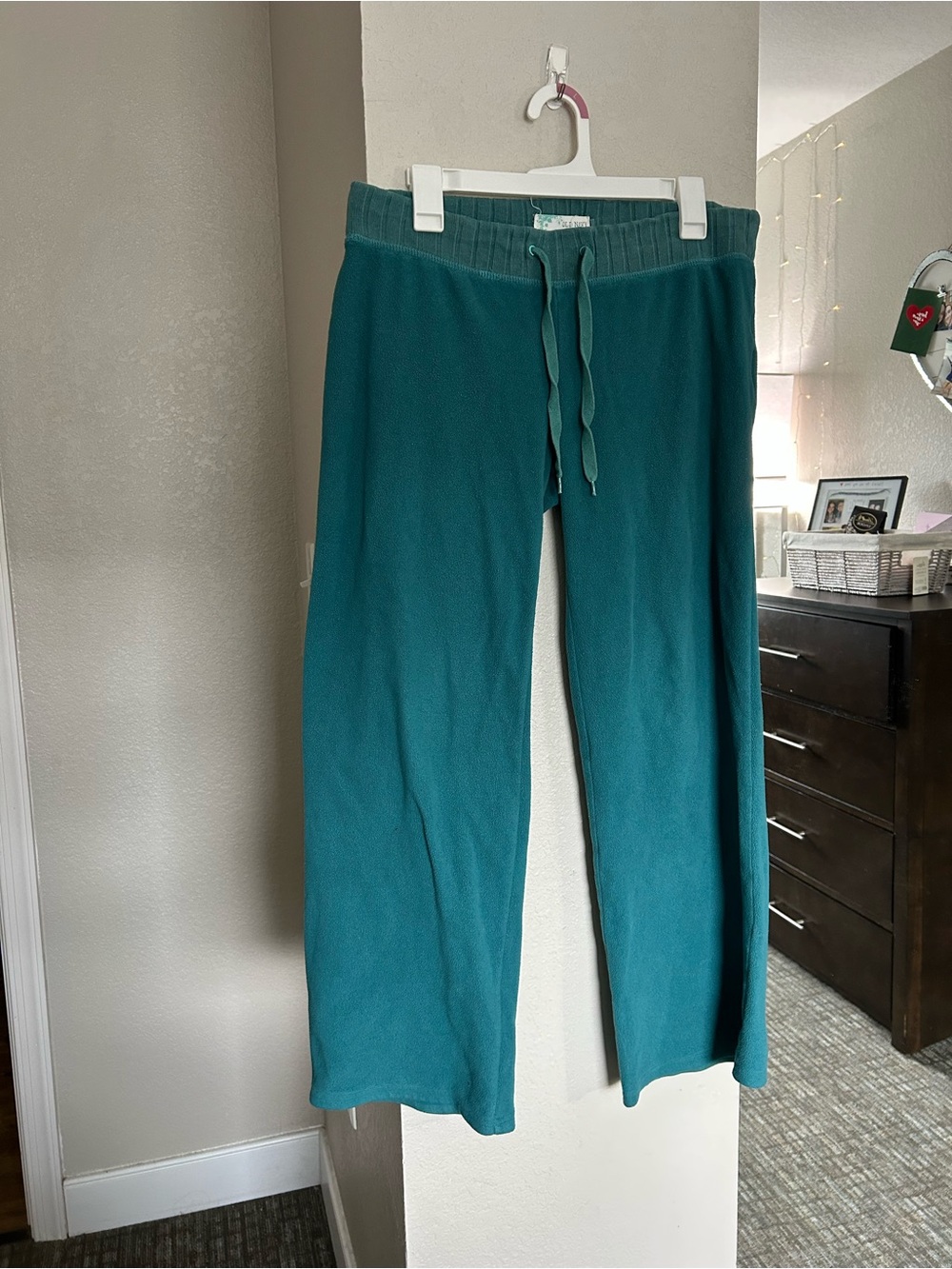 Vintage Old Navy Teal Microfleece Wide Leg Sweatpants - Size Medium